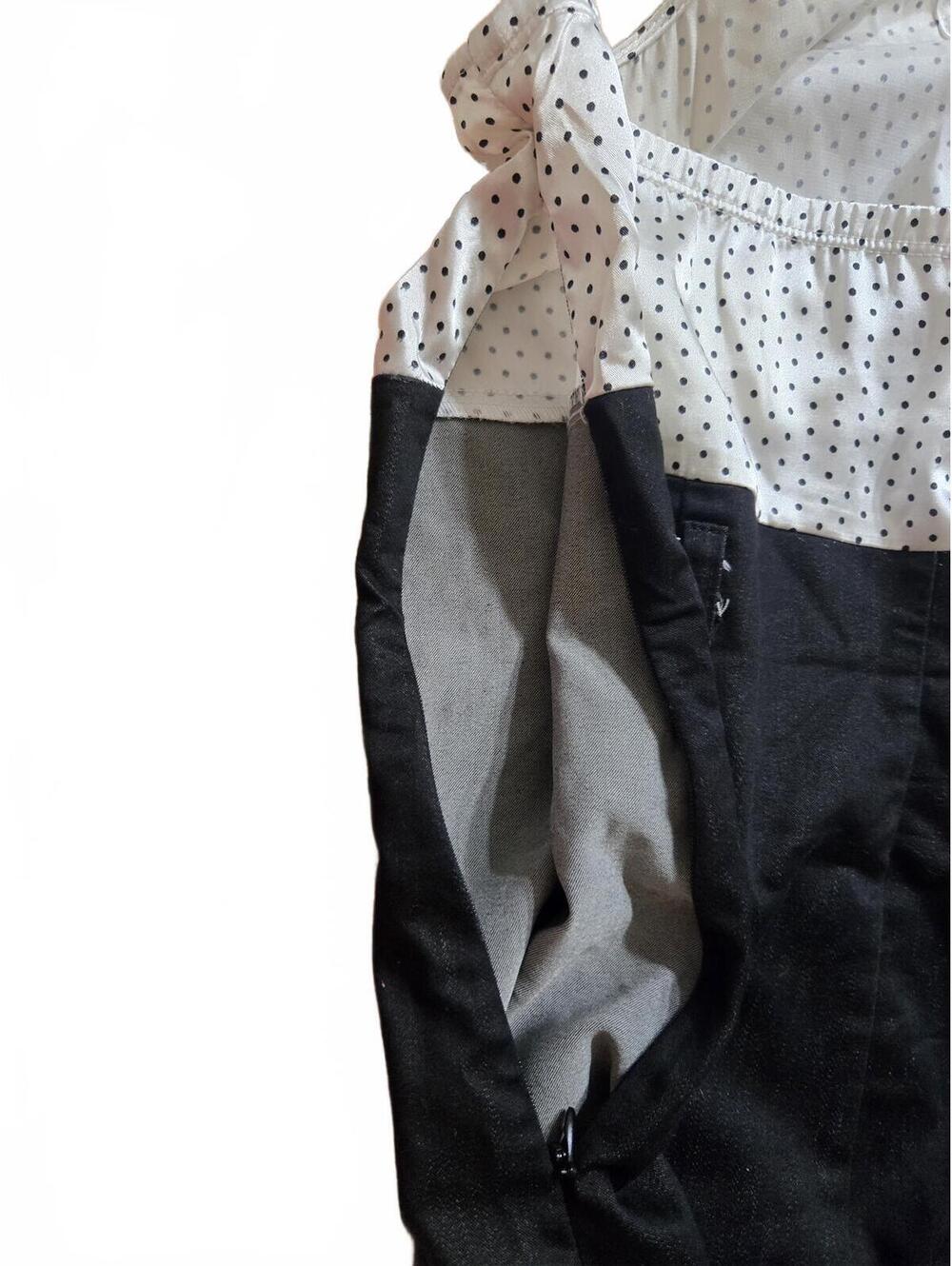 Black and White Polka Dot Halter Dress with Ruffle Detail - Picture 4 of 9